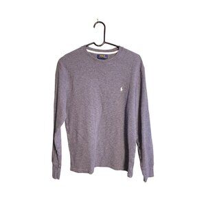 Polo Ralph Lauren Shirt Men's‎ Medium Long Sleeve With Logo Gray Heathered